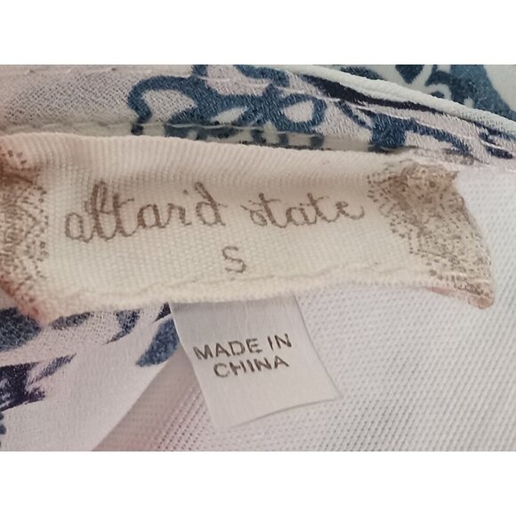 Altar D State Womens Mini Dress White Blue Floral Sleeveless Keyhole Back Size S - Picture 4 of 9